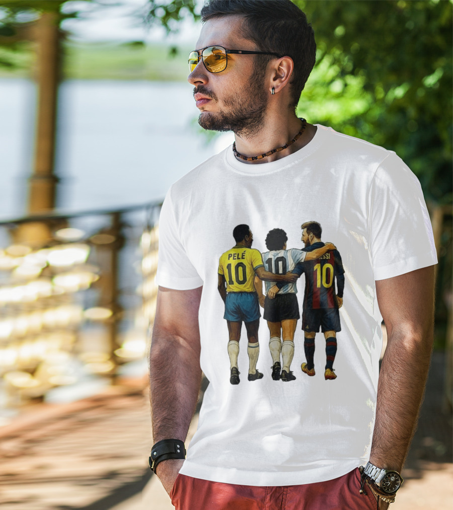 Pele Maradona Messi Football Legends Iconic Trio 10 T-Shirt