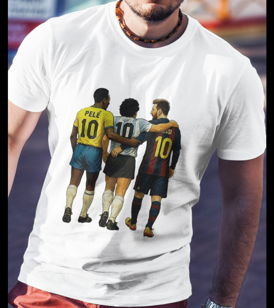 Pele Maradona Messi Football Legends Iconic Trio 10 T-Shirt