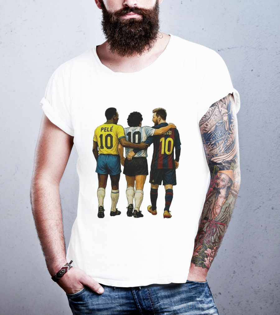 Pele Maradona Messi Football Legends Iconic Trio 10 T-Shirt