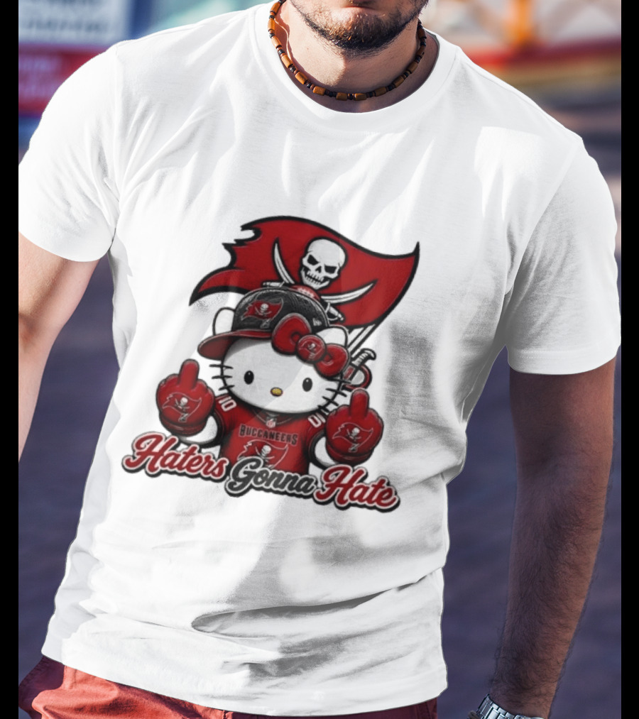 Hello Kitty Buccaneers Football Haters Gonna Hate Middle Finger T-Shirt