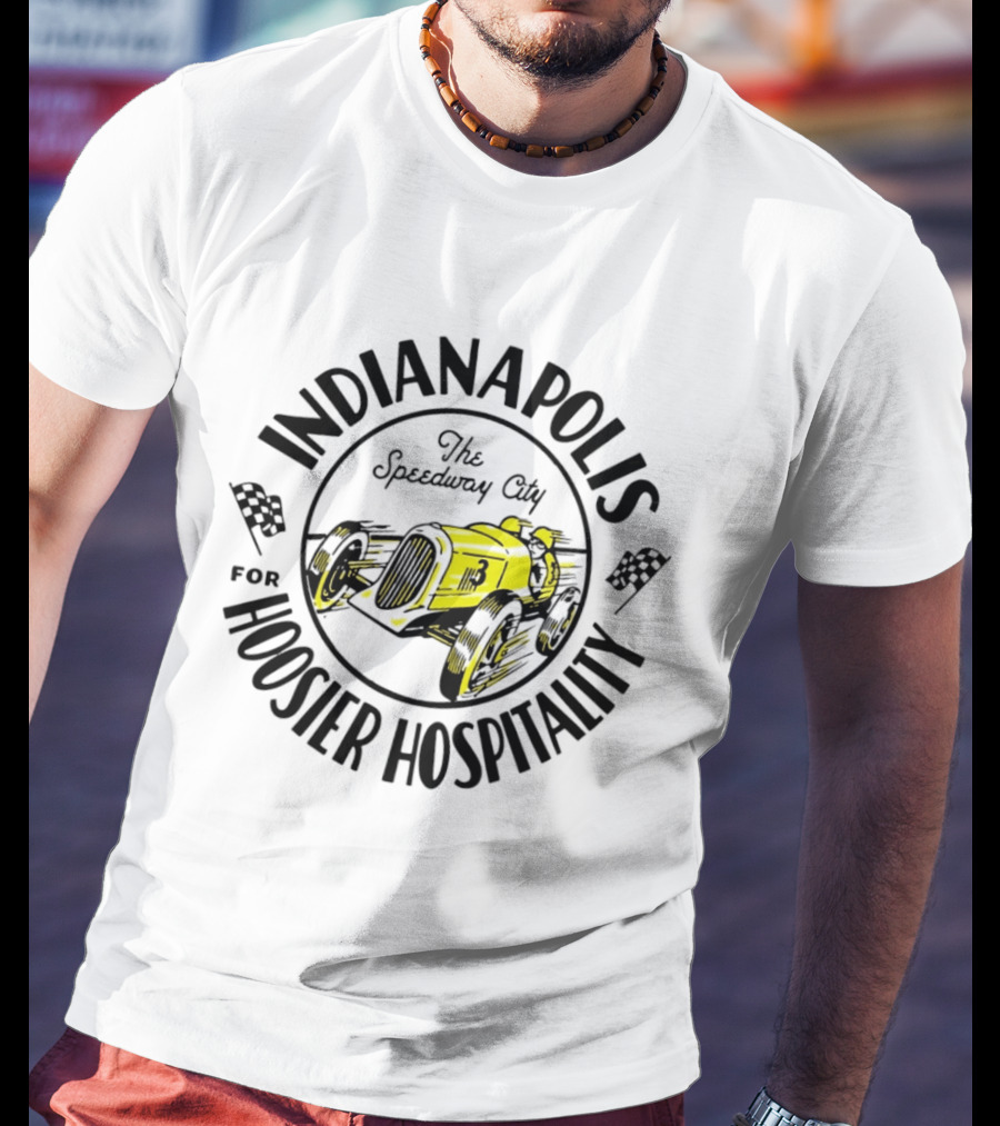 Indianapolis The Speedway City For Hoosier Hospitality Vintage Race Car T-Shirt