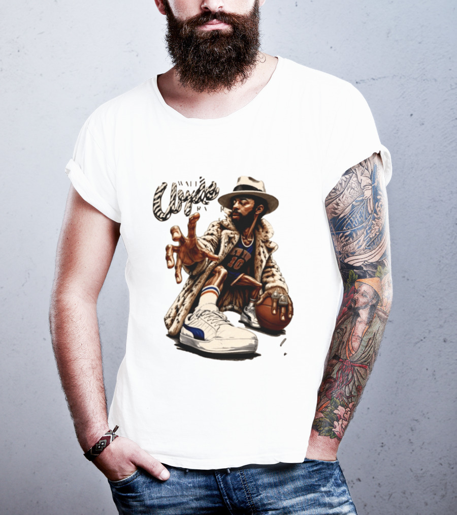 Walt Clyde Stylin' Profilin Throwback Knicks 10 Basketball Sneaker T-Shirt