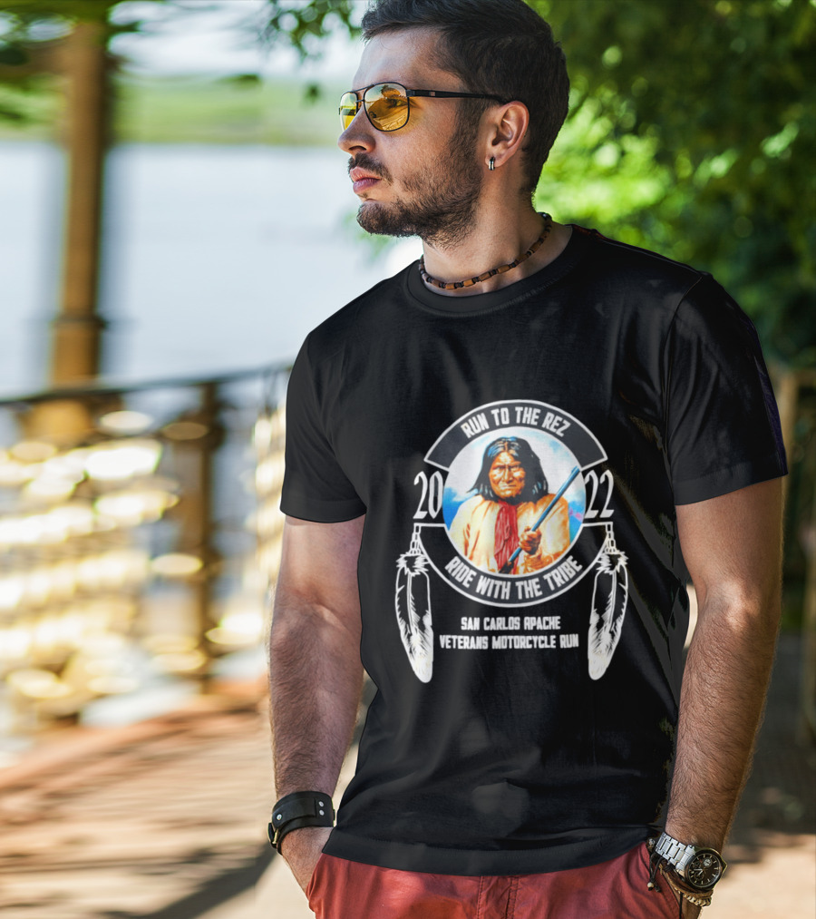 2022 San Carlos Apache Run To The Rez Ride With The Tribe Veterans Motorcycle Run T-Shirt