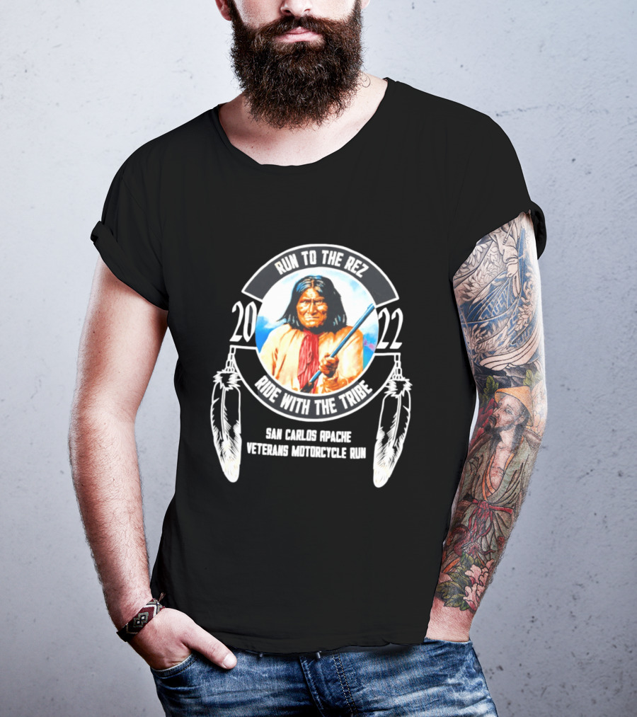 2022 San Carlos Apache Run To The Rez Ride With The Tribe Veterans Motorcycle Run T-Shirt