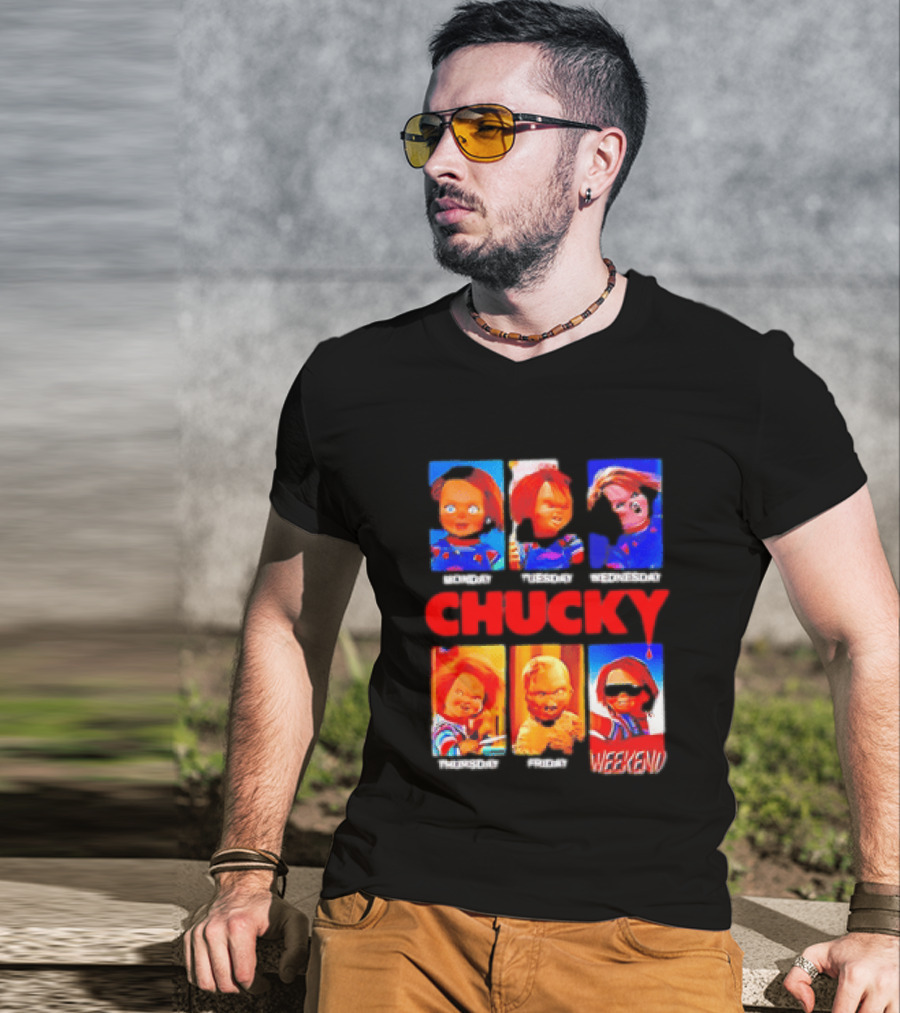 Child's Play Chucky Monday To Weekend Expressions T-Shirt