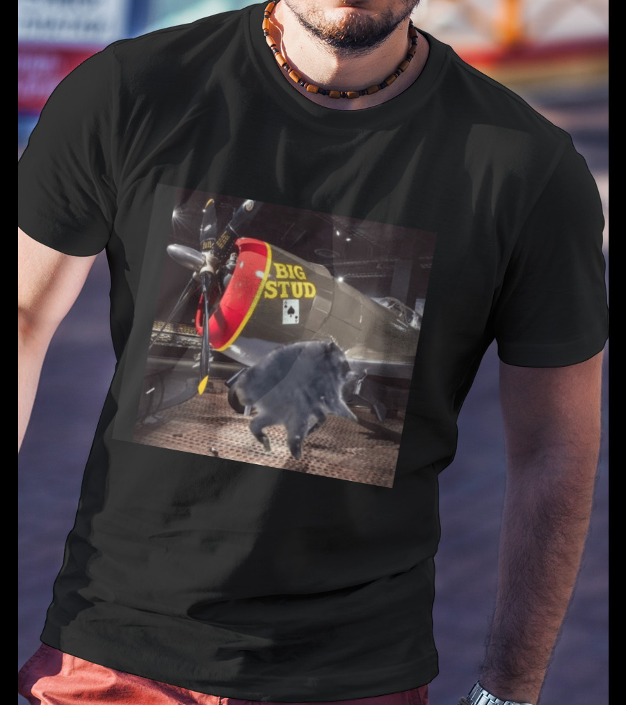 BIG STUD Aircraft With Jimothy The Raccoon And Chonk Showdown T-Shirt