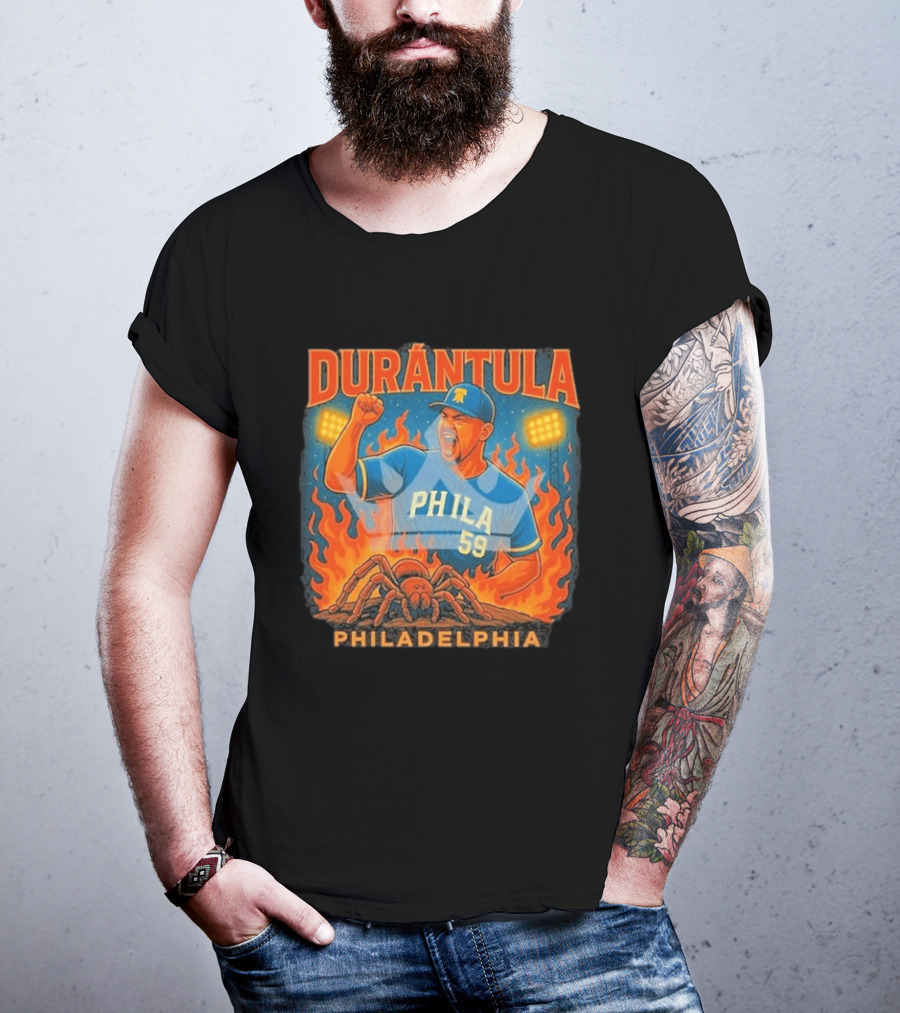 Durantula Philadelphia Phila 59 Baseball Flames Spider T-Shirt