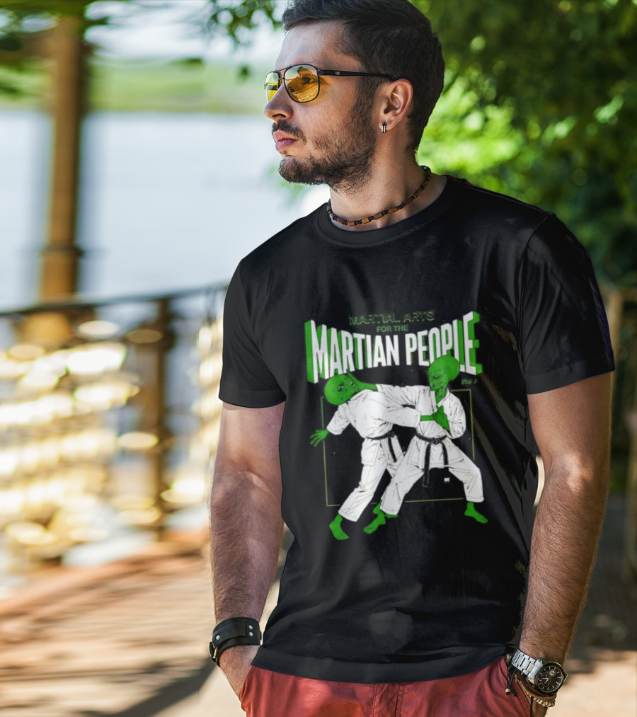 Martial Arts For The Martian People Vol 1 Green Martian Figures In Gi T-Shirt