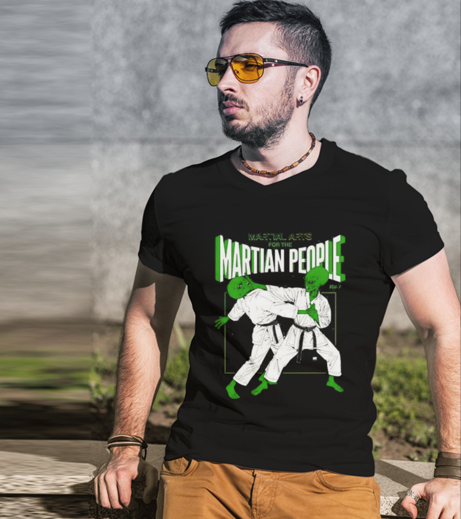 Martial Arts For The Martian People Vol 1 Green Martian Figures In Gi T-Shirt