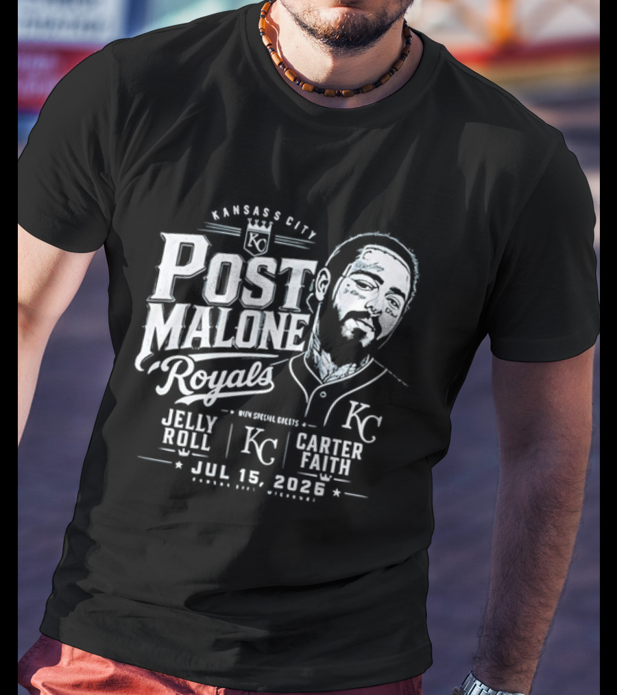 Post Malone Kansas City Royals Concert Jelly Roll Carter Faith KC 2023 T-Shirt