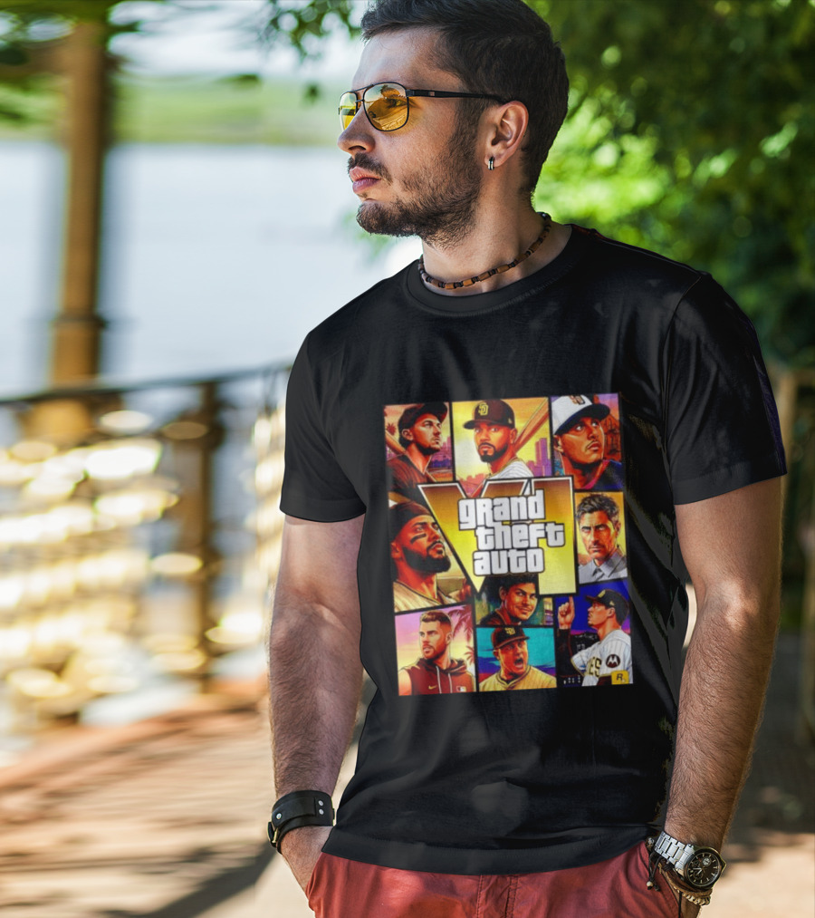 San Diego Padres Grand Theft Auto V Collage Players Team Portraits T-Shirt