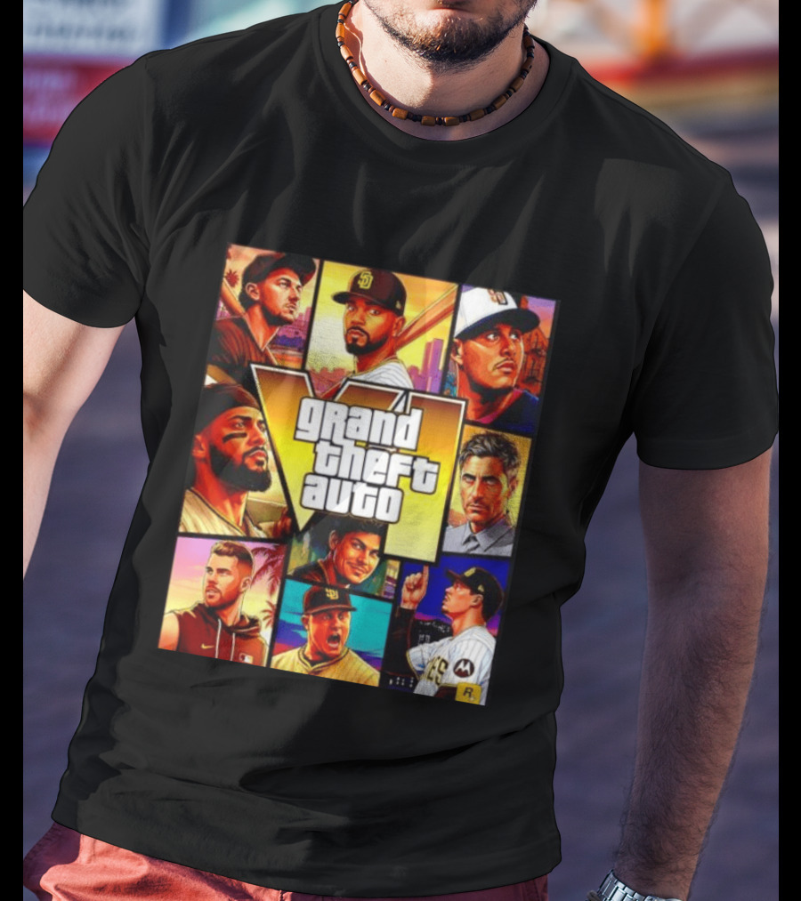 San Diego Padres Grand Theft Auto V Collage Players Team Portraits T-Shirt