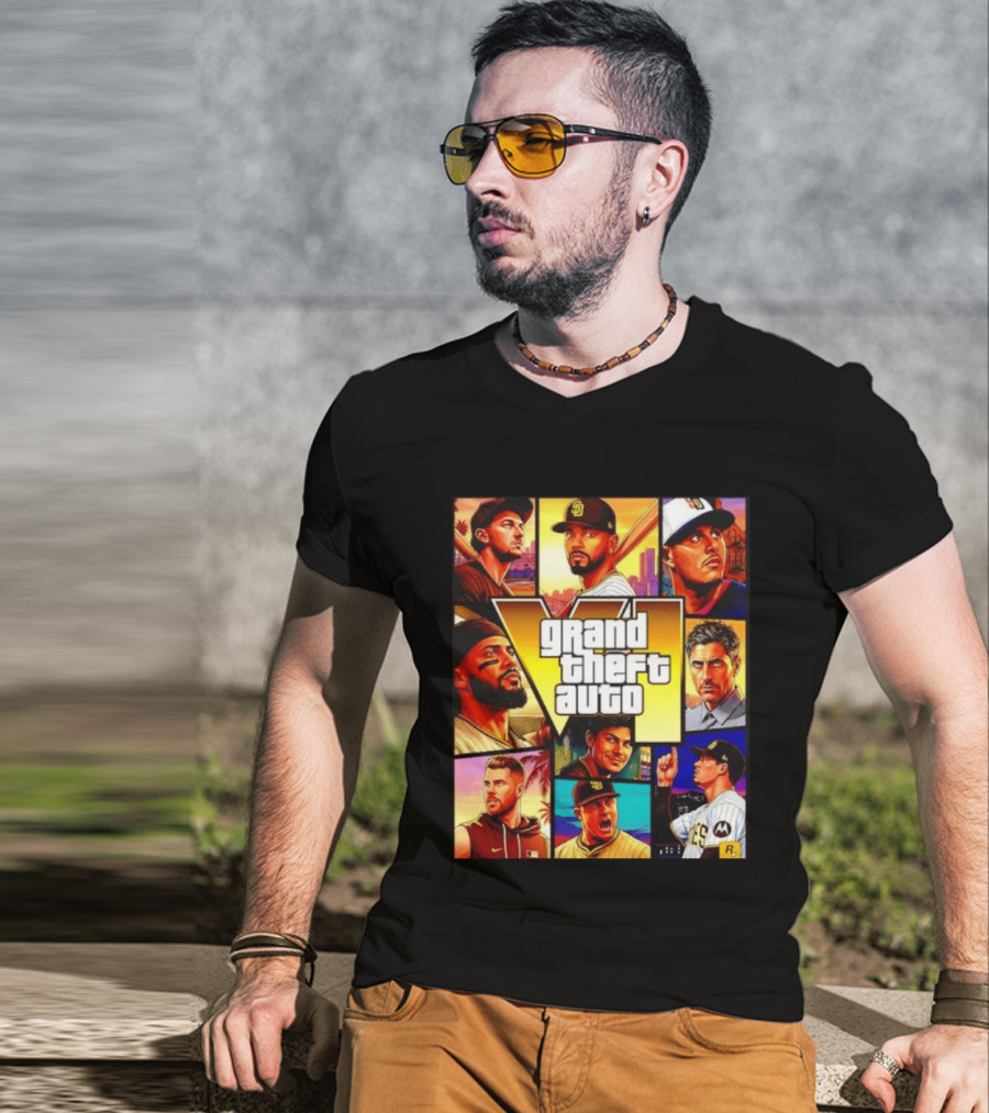 San Diego Padres Grand Theft Auto V Collage Players Team Portraits T-Shirt