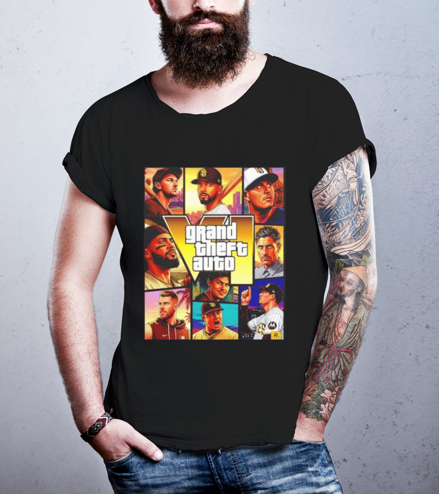 San Diego Padres Grand Theft Auto V Collage Players Team Portraits T-Shirt