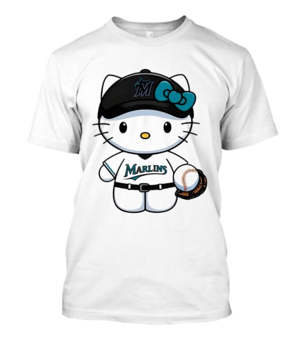 Hello Kitty Miami Marlins MLB Baseball Fan Merchandise T-Shirt