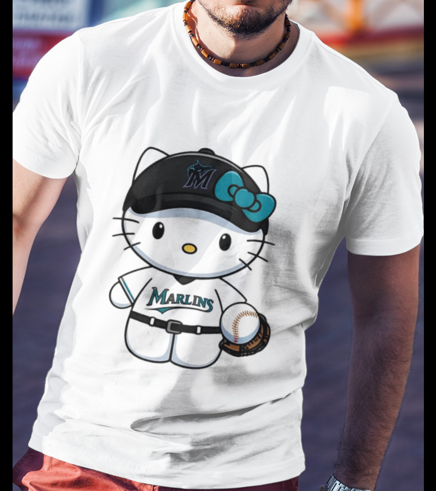 Hello Kitty Miami Marlins MLB Baseball Fan Merchandise T-Shirt