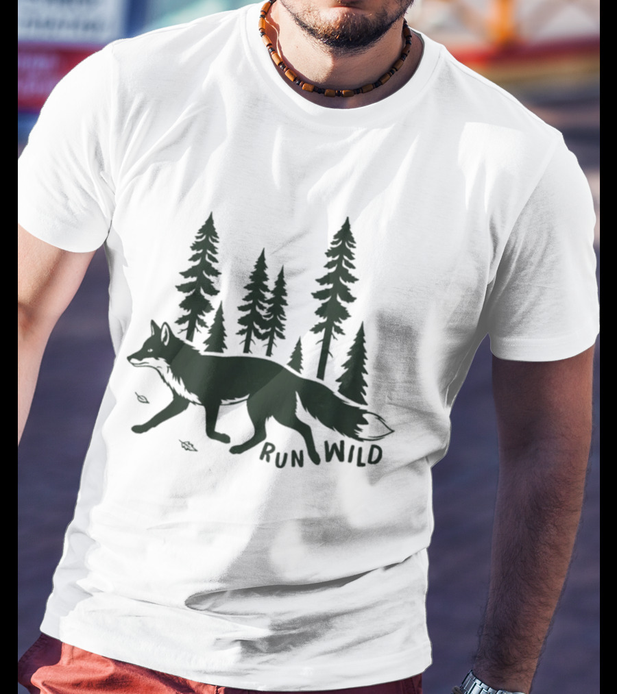 Run Wild Audubon 2026 Fundraiser Fox And Pine Trees T-Shirt