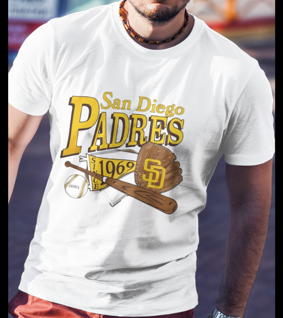San Diego Padres Baseball Glove Bat Ball Since 1969 T-Shirt