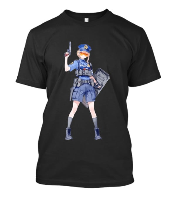 Anime Police Officer Tactical Uniform With Handgun T-Shirt