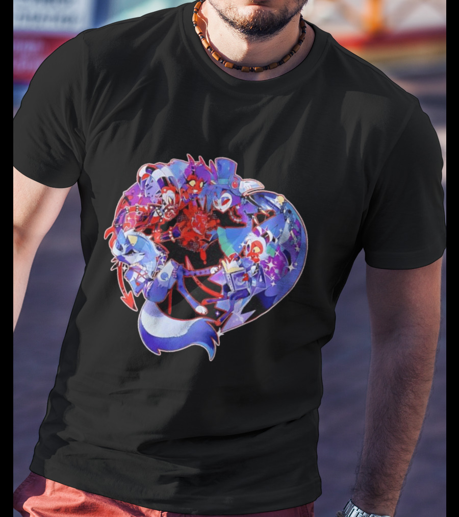 Blitzo Moxxie Millie Loona Stolas Helluva Boss Cast Crew Ensemble Vibrant Character Collage T-Shirt