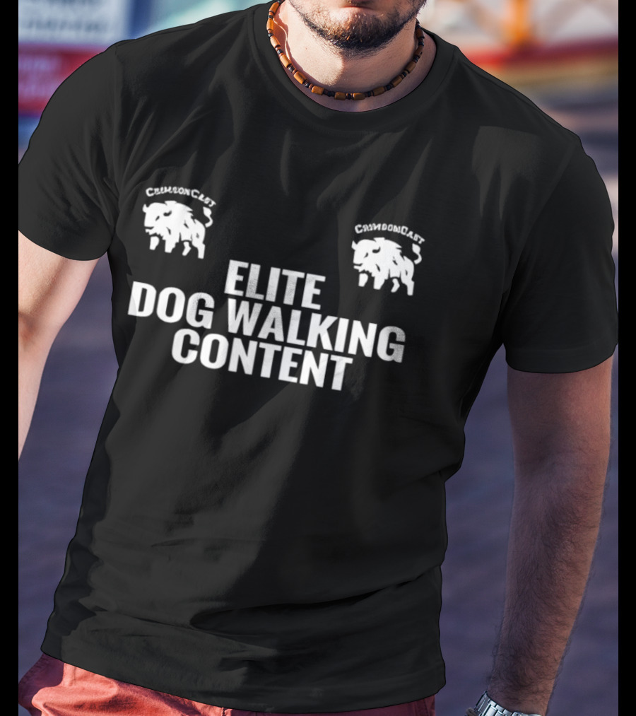 CrimsonCast Elite Dog Walking Content Buffalo T-Shirt