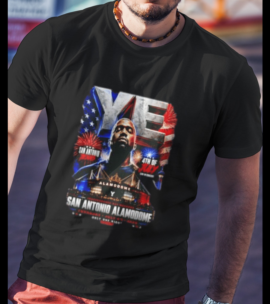 Kanye West Ye San Antonio Alamodome 4th Of July Concert Independence Day Fireworks Flag Stars T-Shirt