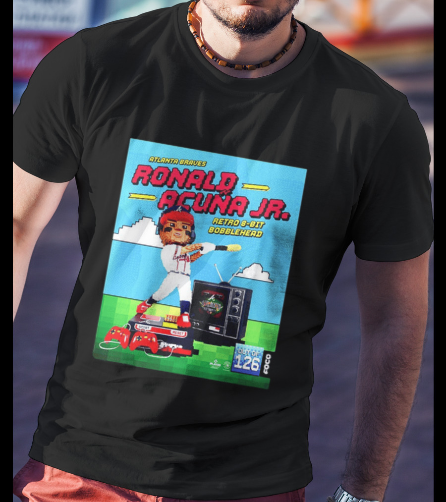 Atlanta Braves Ronald Acuna Jr. Retro 8 Bit Bobblehead Game Controller TV T-Shirt