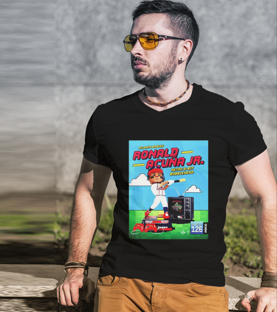 Atlanta Braves Ronald Acuna Jr. Retro 8 Bit Bobblehead Game Controller TV T-Shirt