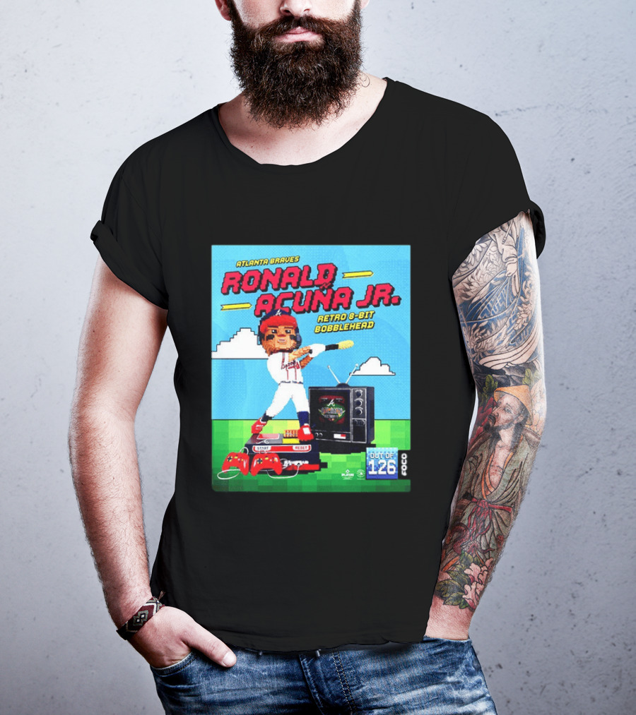 Atlanta Braves Ronald Acuna Jr. Retro 8 Bit Bobblehead Game Controller TV T-Shirt