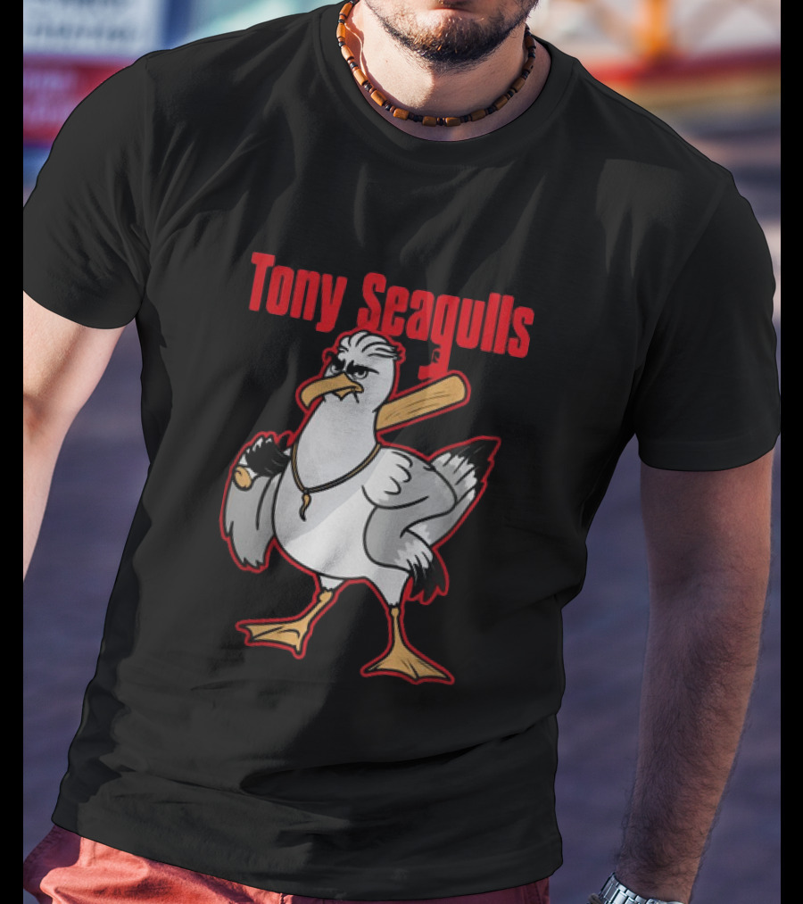 Tony Seagulls Section 10 Bird Character With Baseball Bat T-Shirt