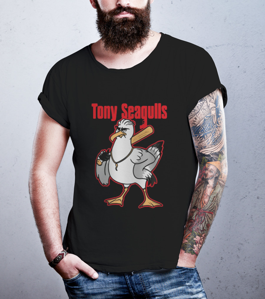 Tony Seagulls Section 10 Bird Character With Baseball Bat T-Shirt
