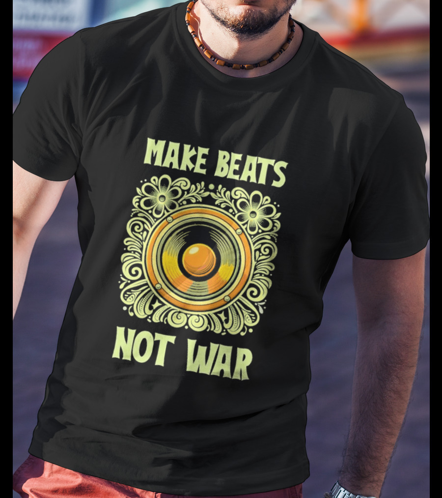Make Beats Not War Boho Hippy Music Speaker T-Shirt
