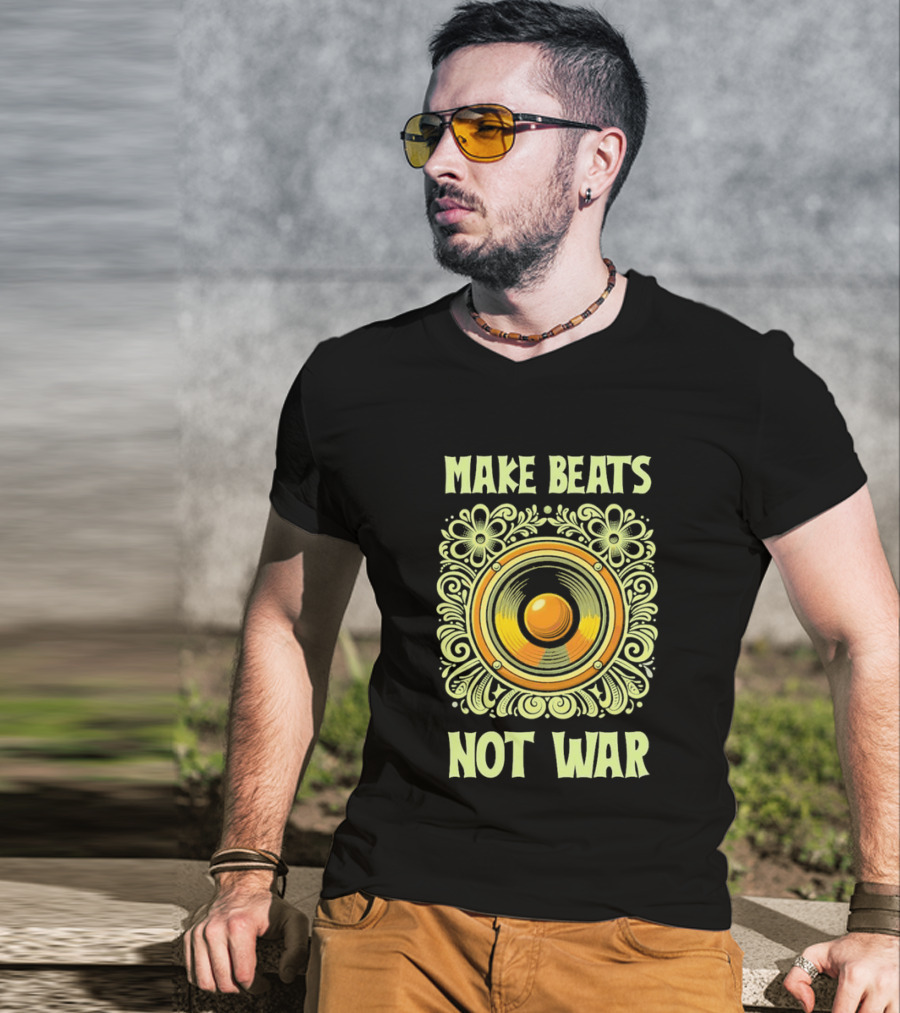 Make Beats Not War Boho Hippy Music Speaker T-Shirt