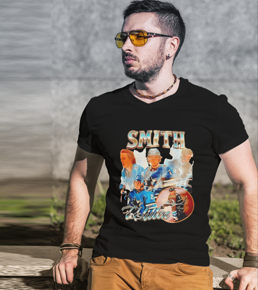 San Jose Sharks Smith McIllen Hockey Players Collage T-Shirt