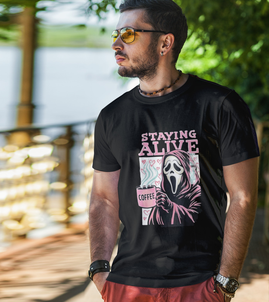 Staying Alive Ghostface Coffee T-Shirt