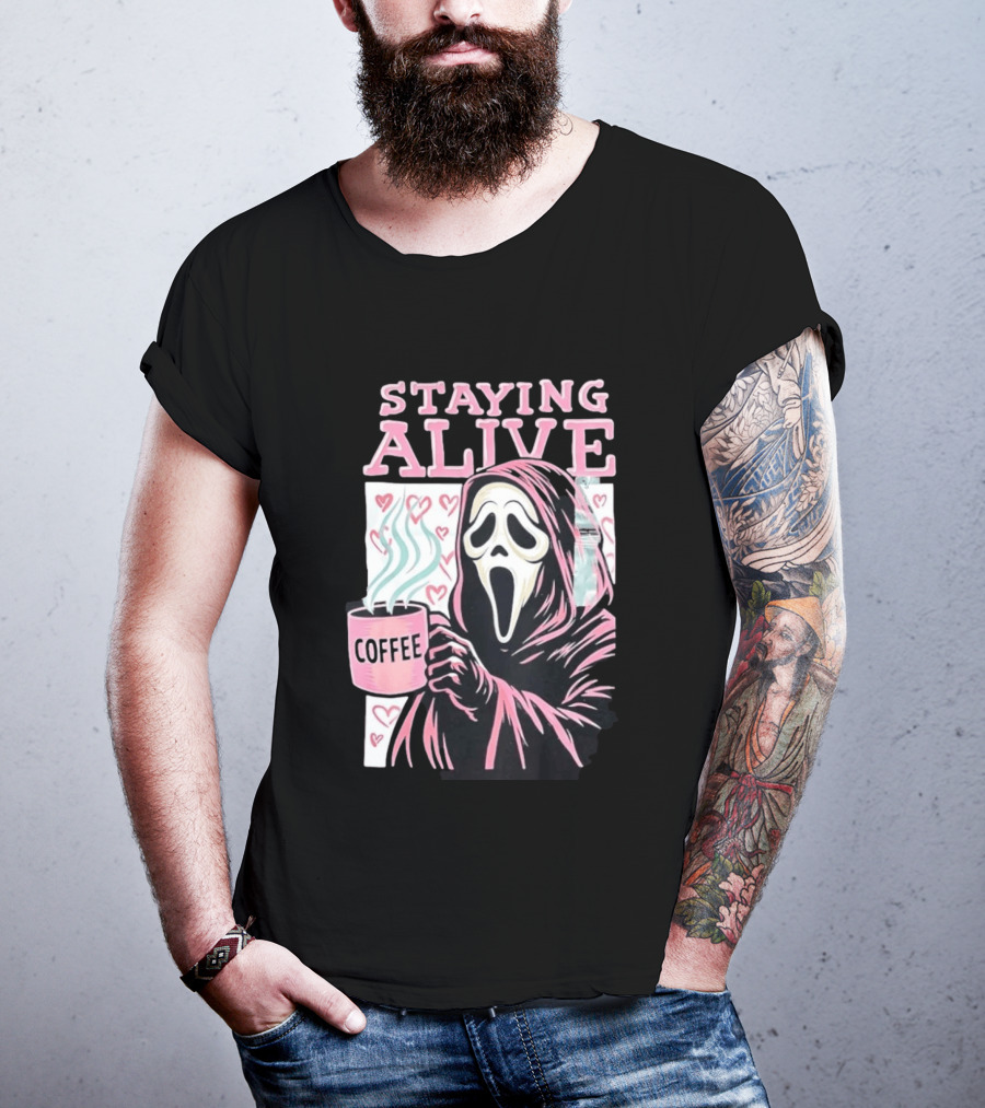Staying Alive Ghostface Coffee T-Shirt