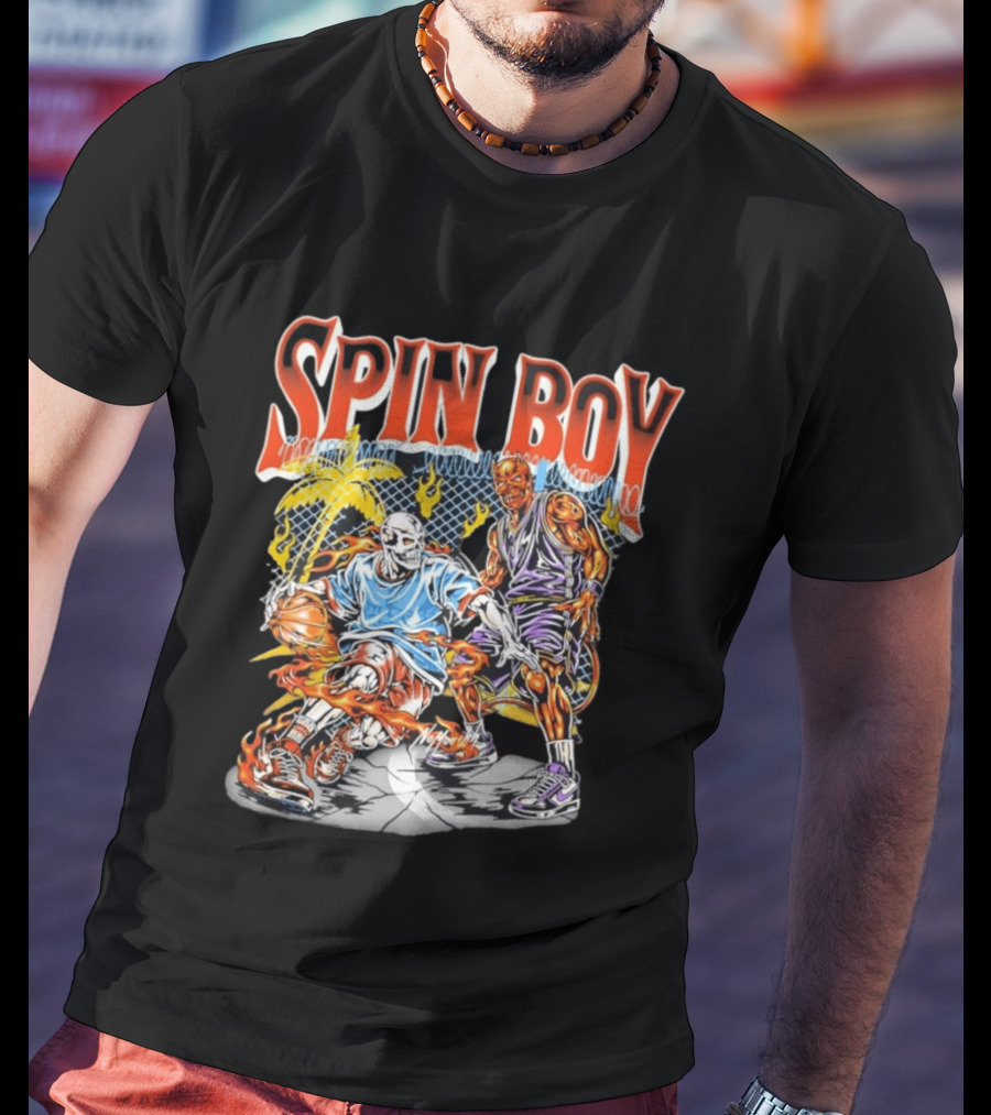 Nomouth Spin Boy Flaming Basketball Streetwear T-Shirt