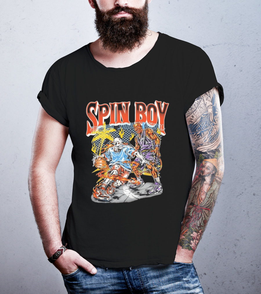 Nomouth Spin Boy Flaming Basketball Streetwear T-Shirt