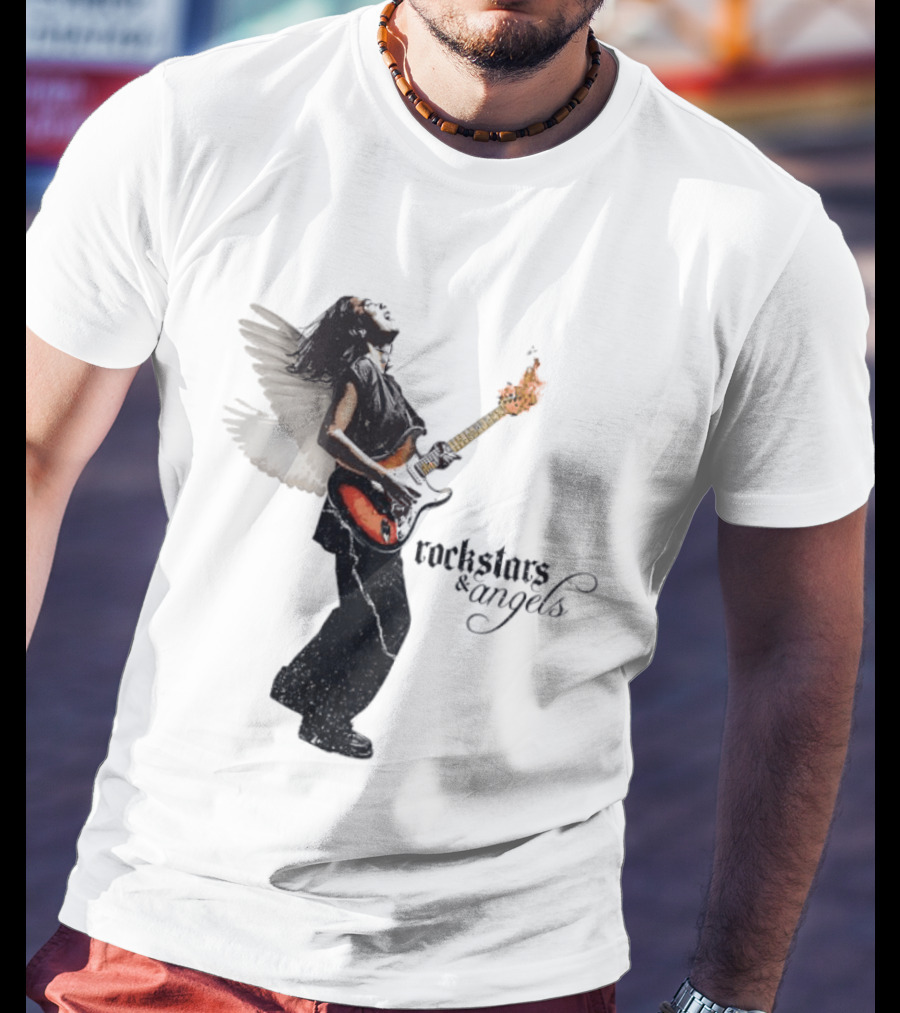 Angel Guitarist With Fiery Rockstars And Angels T-Shirt