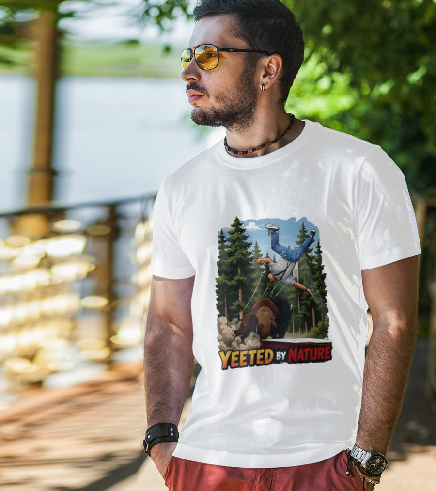 Bison Tossing Tourist Adventure Yeeted By Nature Comedy T-Shirt