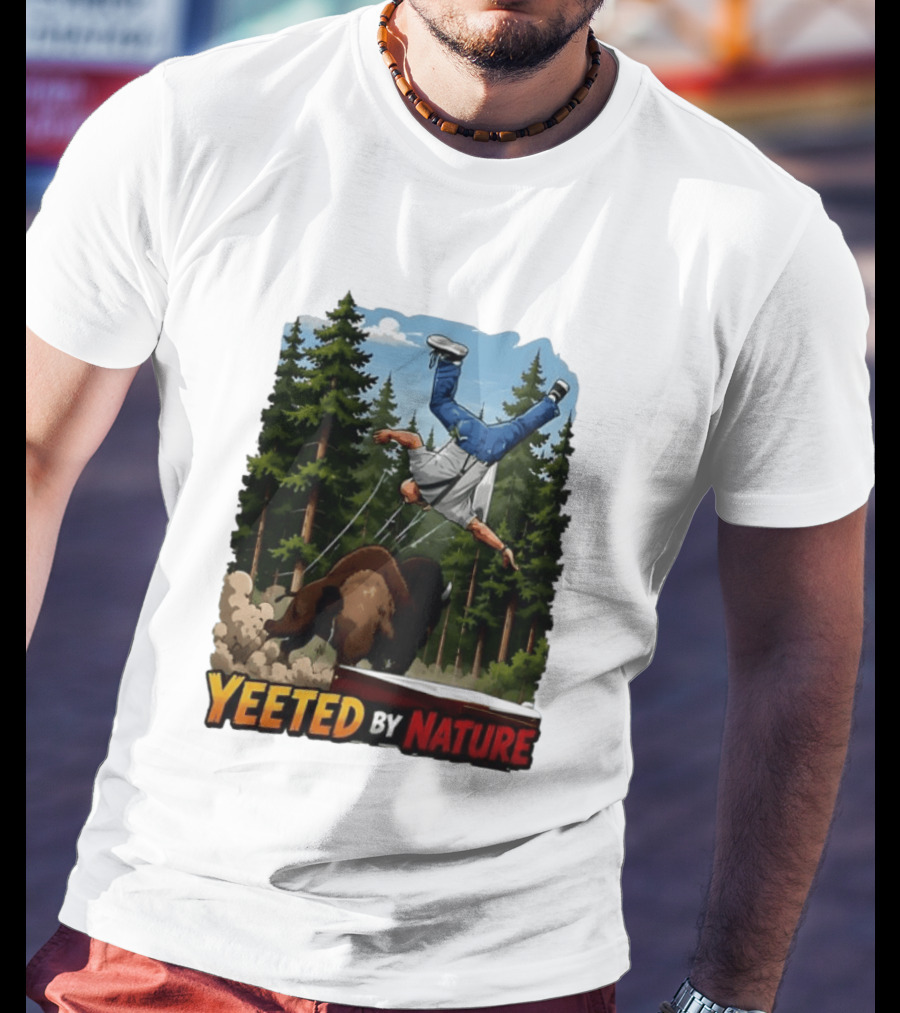 Bison Tossing Tourist Adventure Yeeted By Nature Comedy T-Shirt