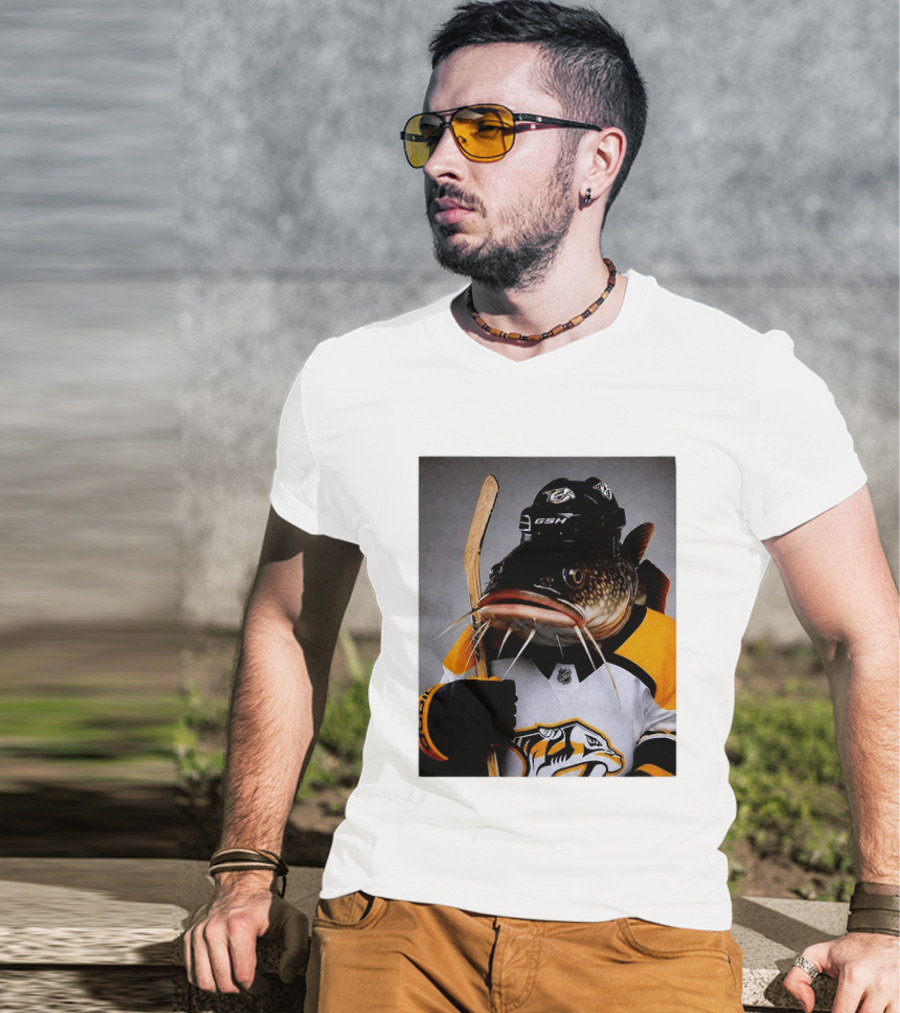 Nashville Predators Catfish Hockey Mascot Community Spirit T-Shirt