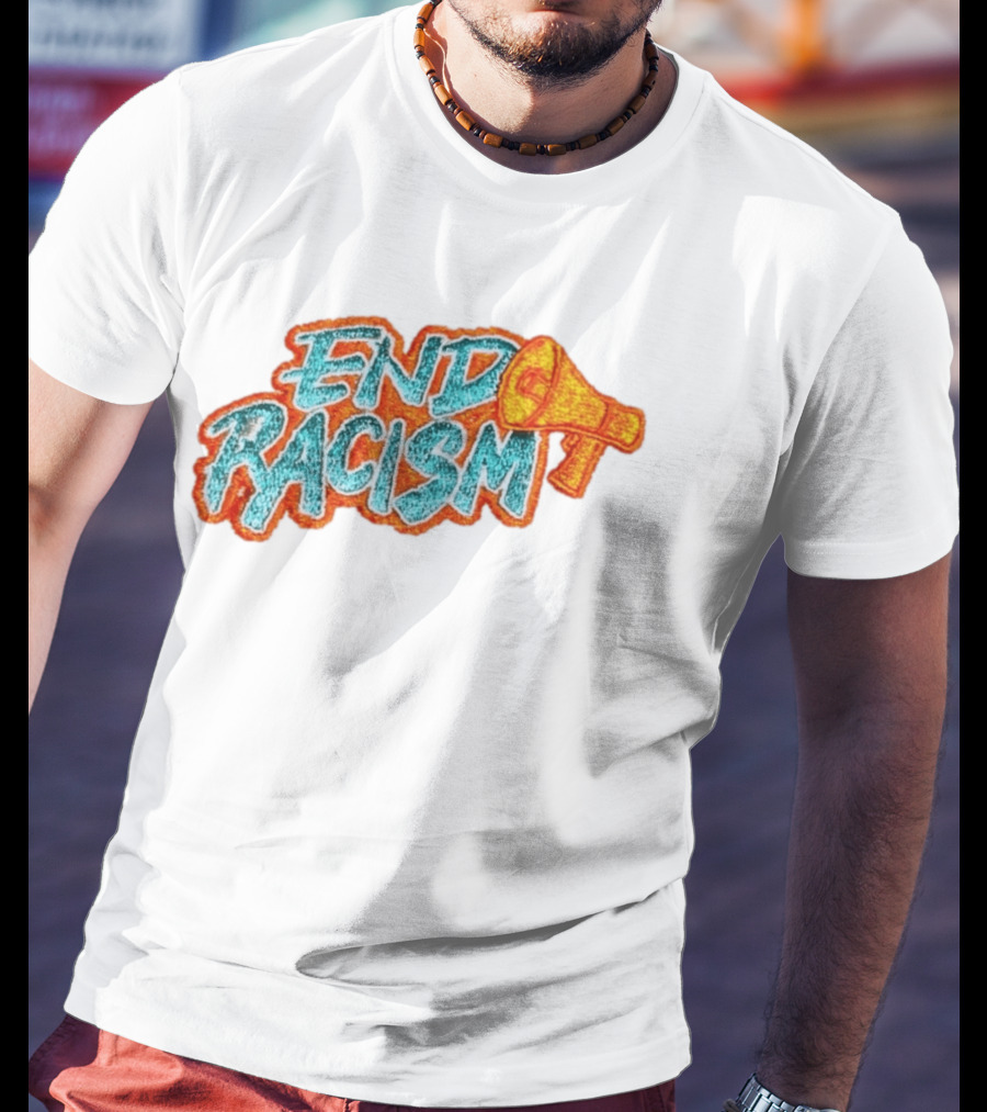 End Racism Embroidered Iron On Patch With Megaphone Applique T-Shirt