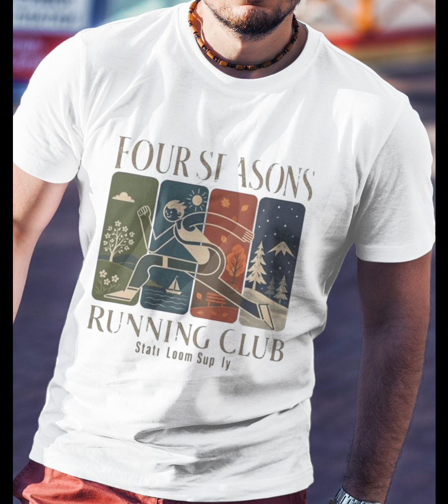 Staticloom Supply Four Seasons Running Club Vintage Seasonal Outdoor Jogging T-Shirt