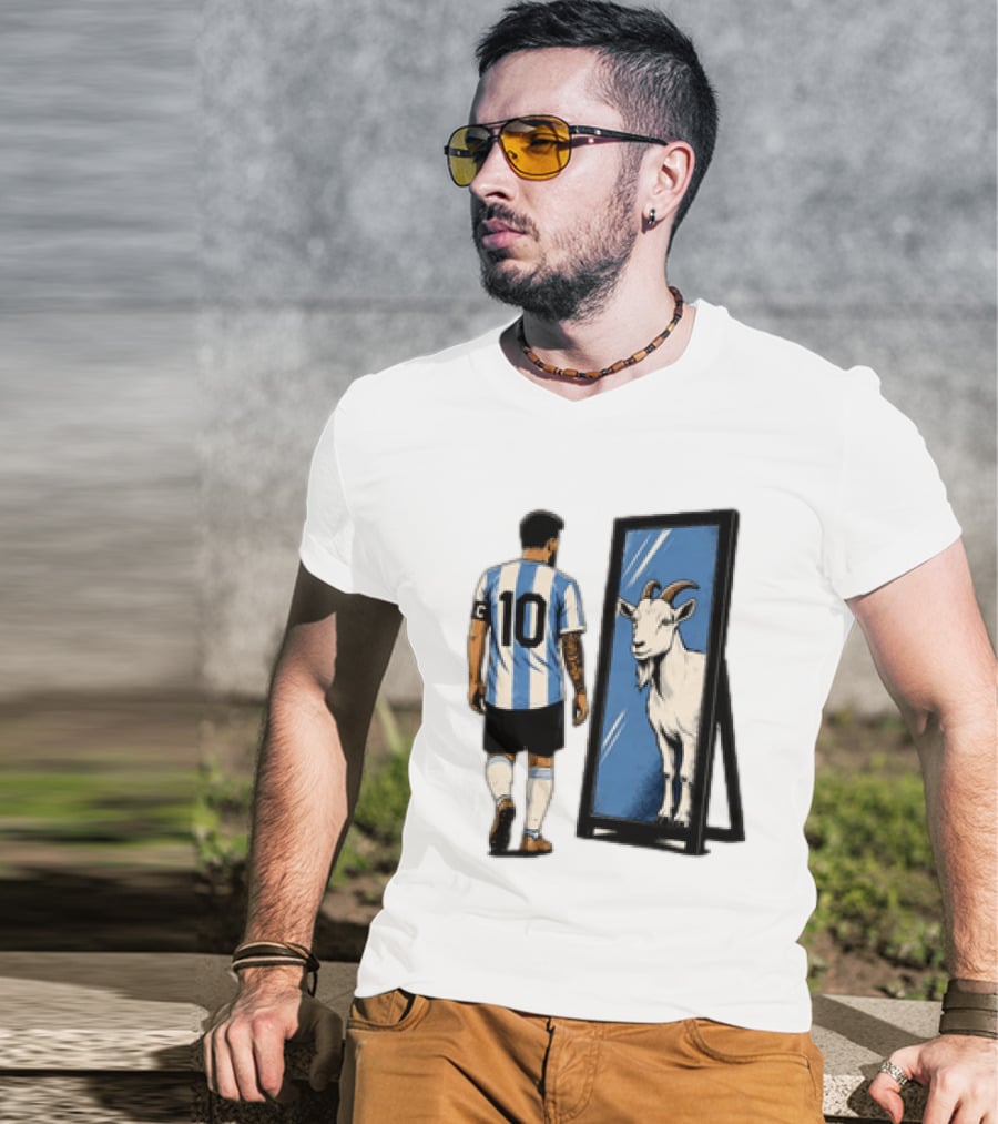 Messi Argentina 10 Reflecting GOAT Mirror Soccer T-Shirt
