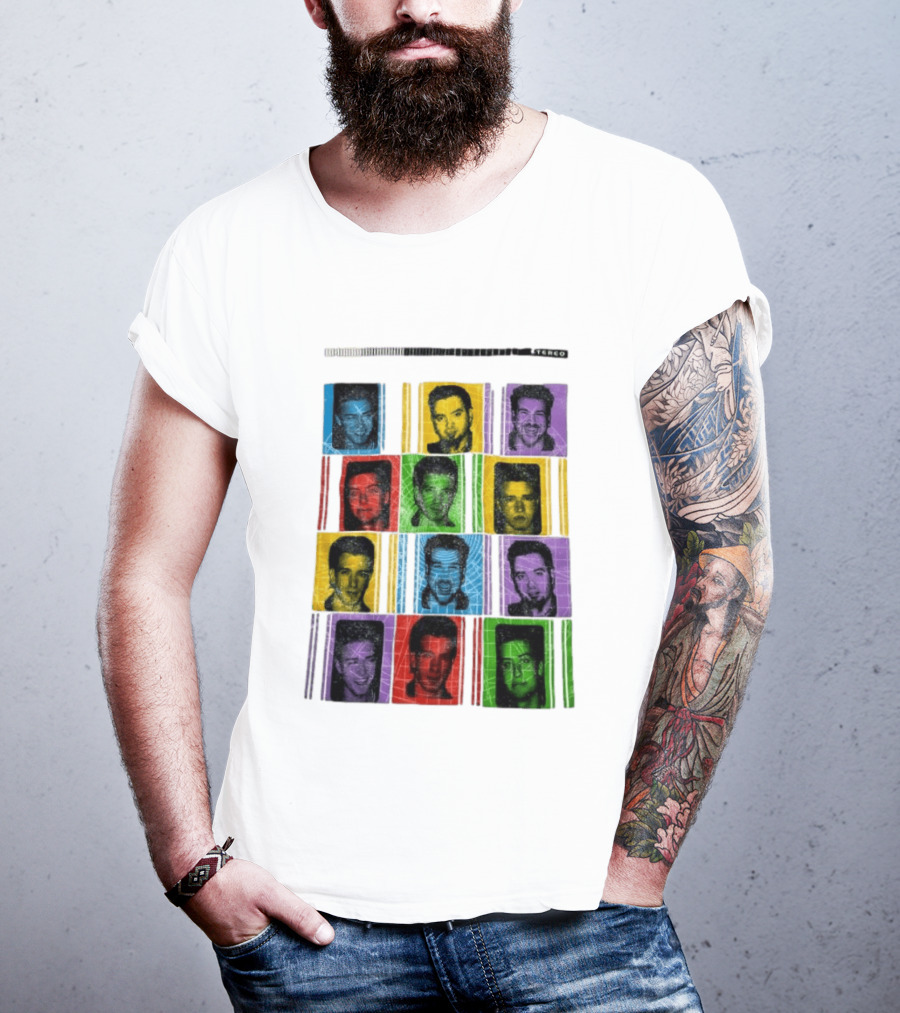NSYNC Justin Timberlake JC Chasez Joey Fatone Lance Bass Chris Kirkpatrick Vibrant Portrait Grid Stereo Bars T-Shirt