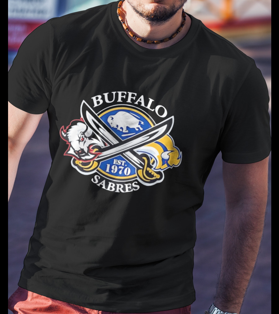 Buffalo Sabres Est 1970 Crossed Sabers Logo With Buffalo And Sabre T-Shirt