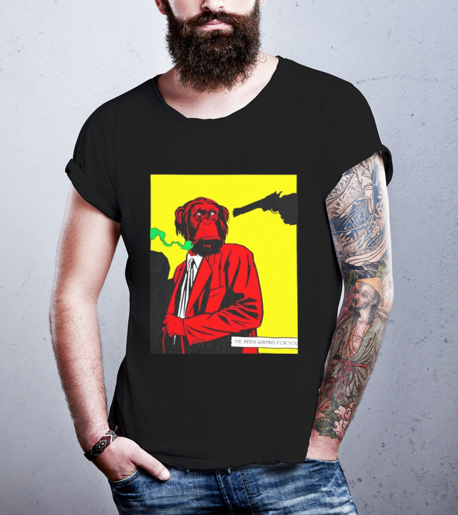Chimpanzee Hitman Smoking Scene I've Been Waiting For You T-Shirt