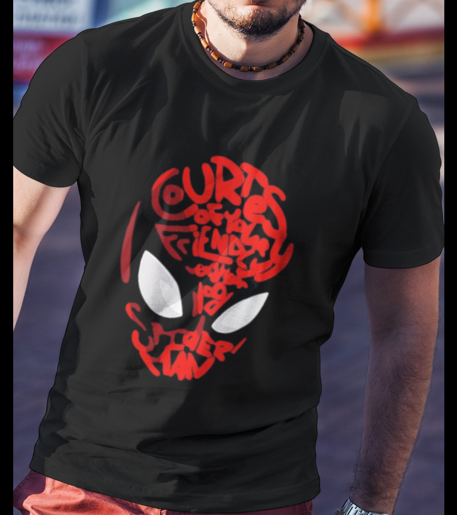 Courtesy Of Your Friendly Neighborhood Spider Man Face T-Shirt