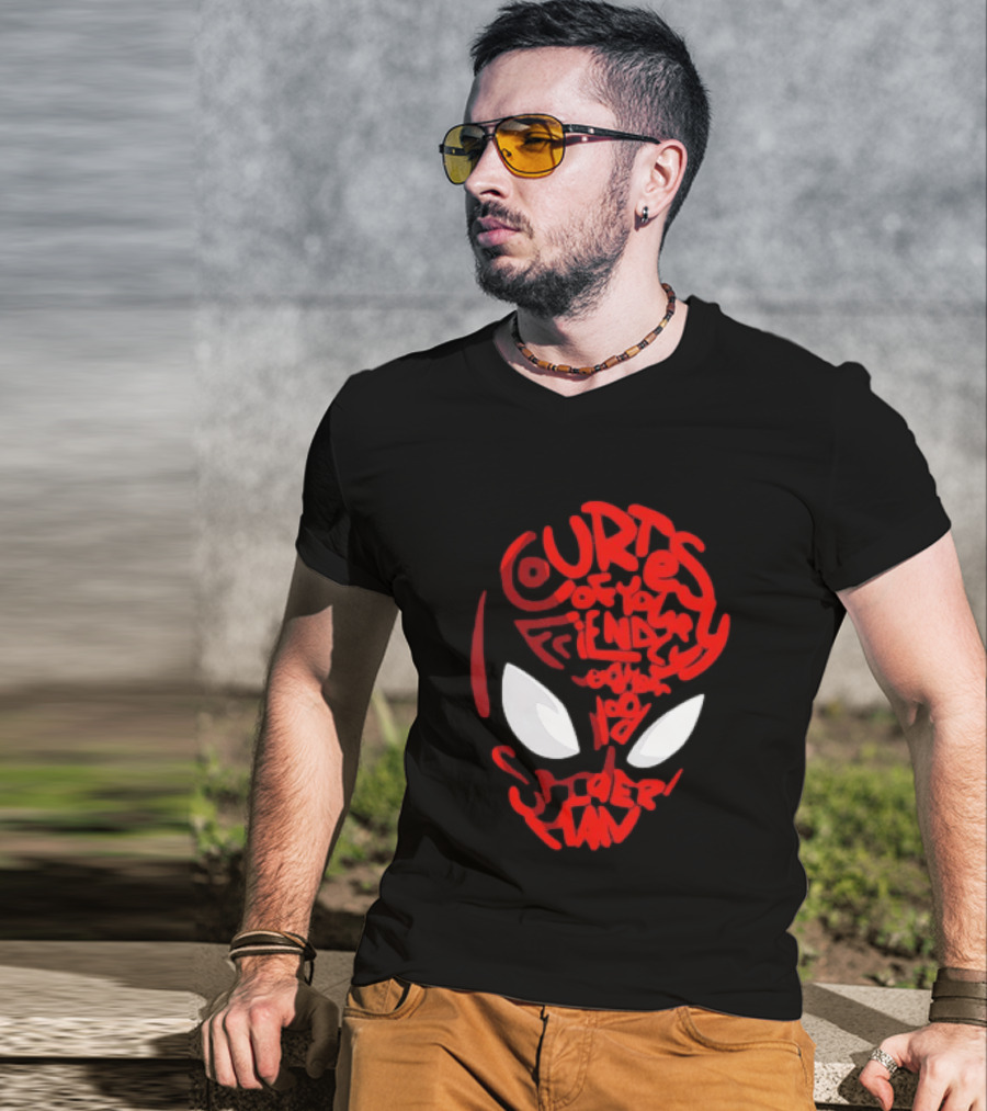 Courtesy Of Your Friendly Neighborhood Spider Man Face T-Shirt